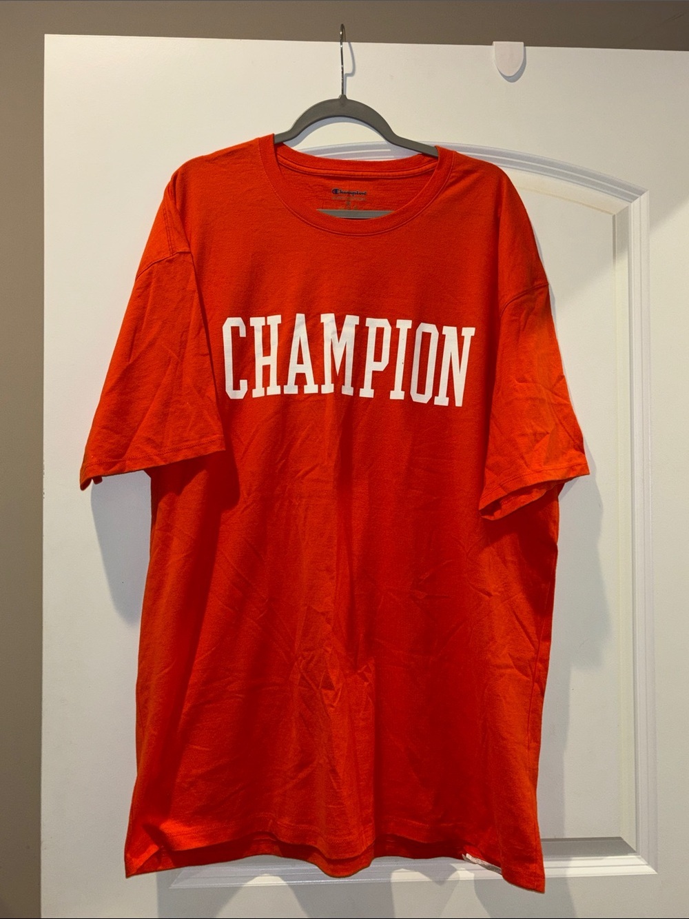 Champion Red Short Sleeve Tee with White Chest Logo